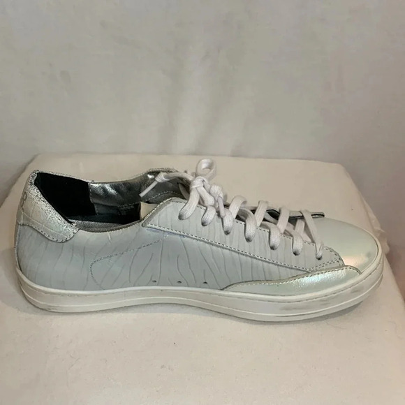 P448 John Round Toe Sneaker Iridescent White Silver Size 37 - Picture 14 of 16